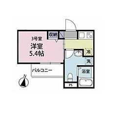 大和市中央林間1丁目アパート 1Kの間取図画像