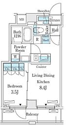 オープンブルーム横浜 11階1LDKの間取り