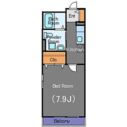 ヴェールメゾン駒沢 1Kの間取図画像