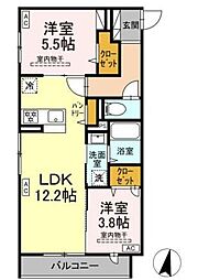 ラヴェンナ 2LDKの間取図画像