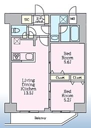 S-RESIDENCE板橋大山clair 2LDKの間取図画像