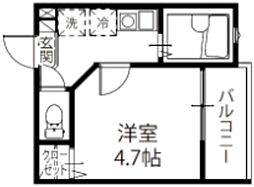 メルディア西新井本町 1階1Kの間取り