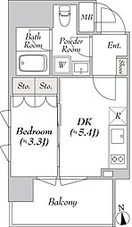 ミリアレジデンス両国 1DKの間取図画像
