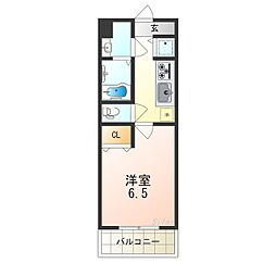 シャルマンフジもずイースト 1Kの間取図画像