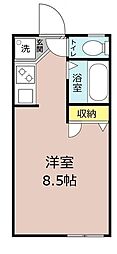 アレイカB棟 ワンルームの間取図画像