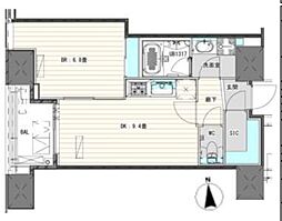 ホワイトタワー浜松町 1LDKの間取図画像
