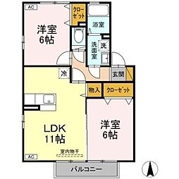 グレイスコート 2階2LDKの間取り
