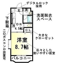 グランフォーレ 3階1Kの間取り