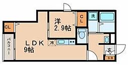 エミ・アミティエ立川羽衣 3階1LDKの間取り