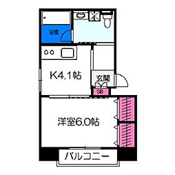 エスカーサ大阪阿倍野パークビュー 1DKの間取図画像