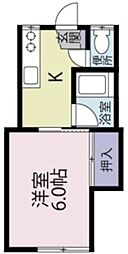 クロノス相模大野 1Kの間取図画像
