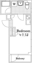 東武伊勢崎線 とうきょうスカイツリー駅 徒歩3分の賃貸アパート 2階ワンルームの間取り