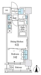 ジェイグランコート品川西大井イースト 5階1DKの間取り