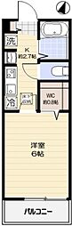 ベラージュ 1階1Kの間取り