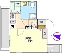 セレーノ中井 1Kの間取図画像