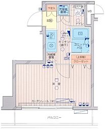プロフ南大井 5階1Kの間取り