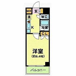 都営大江戸線 麻布十番駅 徒歩9分の賃貸マンション 4階1Kの間取り