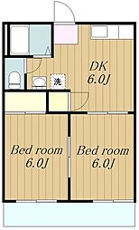 サンホワイト原島 2DKの間取図画像