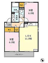 グランヴィル 2LDKの間取図画像