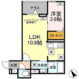 京王線 京王八王子駅 徒歩7分の賃貸アパート 1階1LDKの間取り