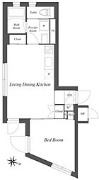 アスティーレ西新宿 2階1LDKの間取り