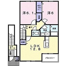 メゾンアグレアブルA 2LDKの間取図画像