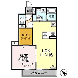 フィオーレ 1階1LDKの間取り