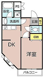 JR総武線 幕張本郷駅 徒歩12分の賃貸マンション 4階1DKの間取り