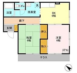 グラースハイツ 1階2DKの間取り