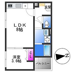 Osaka Metro中央線 深江橋駅 徒歩4分の賃貸アパート 3階1LDKの間取り