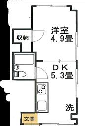 コーポ洋洋 1DKの間取図画像