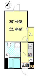 CFジオーレ西小岩五丁目 2階1Kの間取り