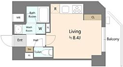アリビス本郷三丁目 2階ワンルームの間取り