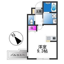 西湊町エヌエム・セント ワンルームの間取図画像