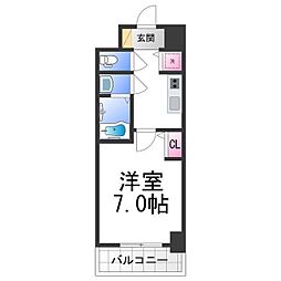 南海線 石津川駅 徒歩4分の賃貸マンション 7階1Kの間取り