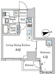 ザ・ライオンズフォーシア外神田 6階1LDKの間取り