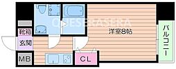 セレニテ北浜 1Kの間取図画像