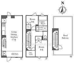 Ｎｉｓｈｉｏｇｉ　ｃｏｍｉｃｈｉ　ｔｅｒｒａｃｅ 1階2LDKの間取り