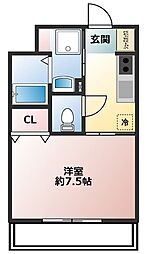 ラパン青葉 2階1Kの間取り