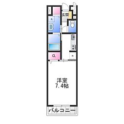 レスト大美野 2階1Kの間取り