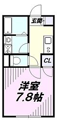 フィユフラッツ西所沢 2階1Kの間取り