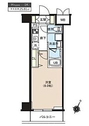 レクシード辰巳スカイガーデンテラス 1Kの間取図画像