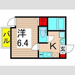 ブルーローズ 3階1Kの間取り