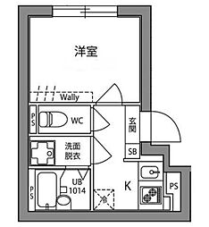 Hi-Five阿佐ヶ谷 1階1Kの間取り