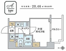 スプランディッド品川 1Kの間取図画像