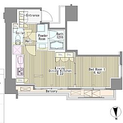 ホワイトタワー浜松町 1LDKの間取図画像