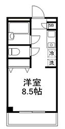 ルピナス船橋 3階ワンルームの間取り