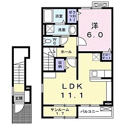 フィオーレ・ミルト 1LDKの間取図画像
