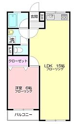 吉浜マンション 1LDKの間取図画像