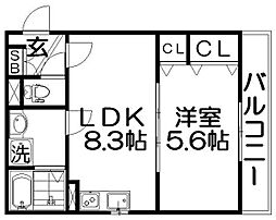 KTIレジデンス寝屋川 1LDKの間取図画像